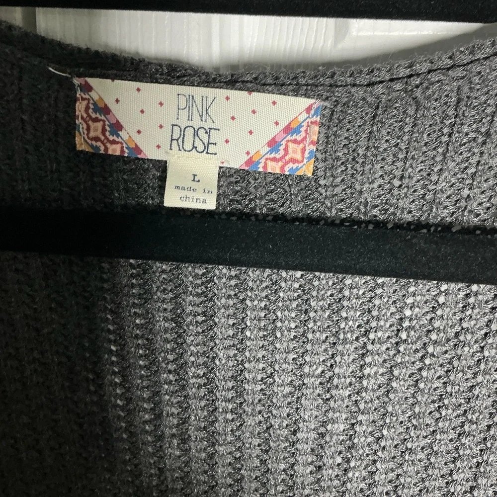 Long open front gray cardigan